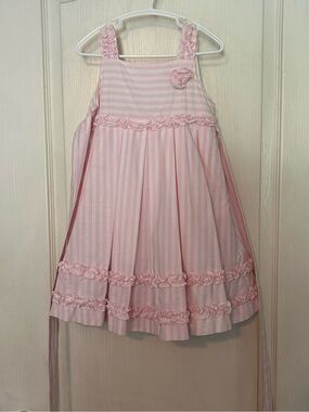 Camilla Pink Striped Ruffle Tie-Back Kids Dress